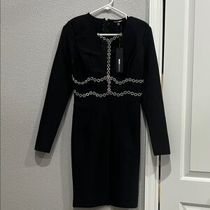 Fashion Nova Black Dress with Silver Detailing